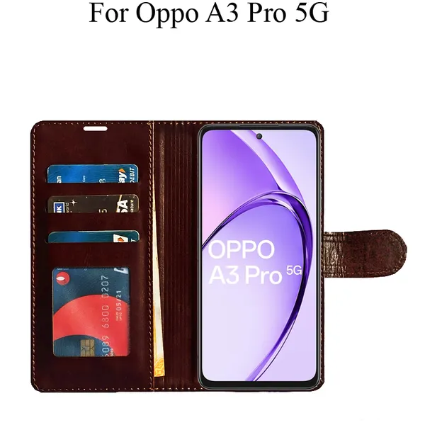 Brown_Premium_Flip_Cover_For_Oppo_A3_Pro_5G