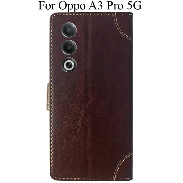 Beige_Premium_Flip_Cover_For_Oppo_A3_Pro_5G