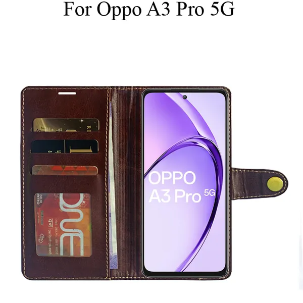 Beige_Premium_Flip_Cover_For_Oppo_A3_Pro_5G