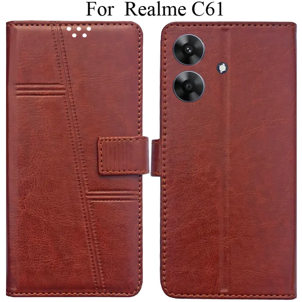 Brown_Premium_Flip_Cover_For_Realme_C61,_Realme_C61_4G