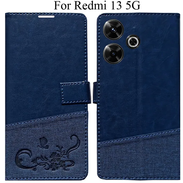 Blue_Premium_Flip_Cover_For_Redmi_13_5G