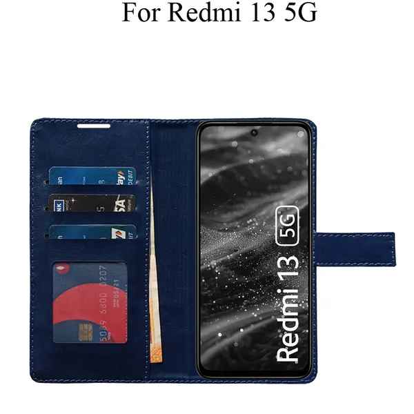 Blue_Premium_Flip_Cover_For_Redmi_13_5G