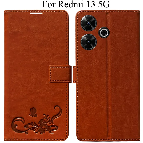 Orange_Premium_Flip_Cover_For_Redmi_13_5G