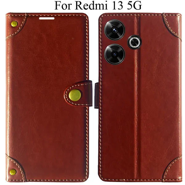 Brown_Premium_Flip_Cover_For_Redmi_13_5G