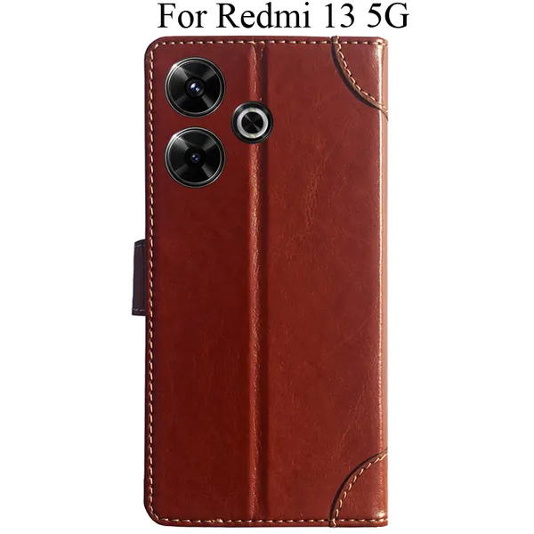 Brown_Premium_Flip_Cover_For_Redmi_13_5G