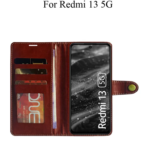 Brown_Premium_Flip_Cover_For_Redmi_13_5G