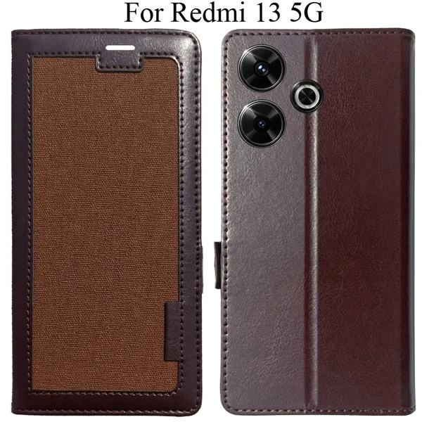 Brown_Premium_Flip_Cover_For_Redmi_13_5G