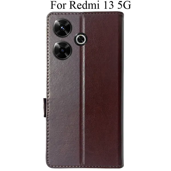 Brown_Premium_Flip_Cover_For_Redmi_13_5G