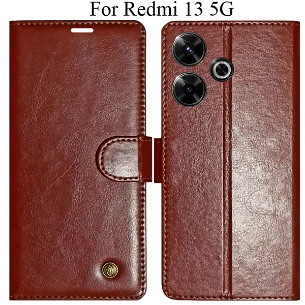 Brown_Premium_Flip_Cover_For_Redmi_13_5G