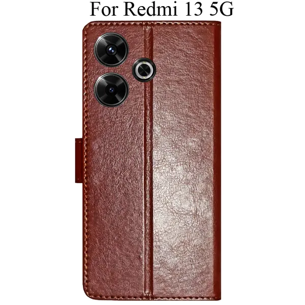 Brown_Premium_Flip_Cover_For_Redmi_13_5G