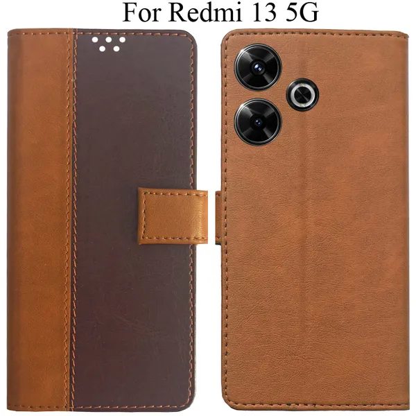 Brown_Premium_Flip_Cover_For_Redmi_13_5G