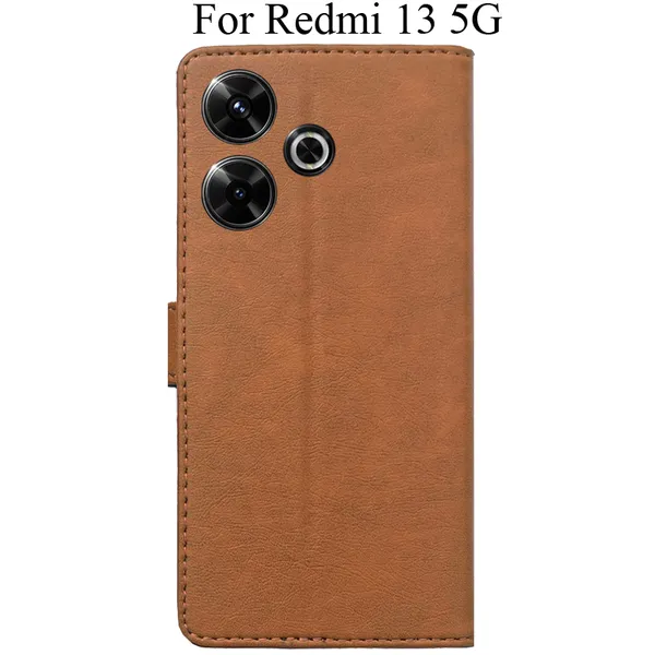Brown_Premium_Flip_Cover_For_Redmi_13_5G