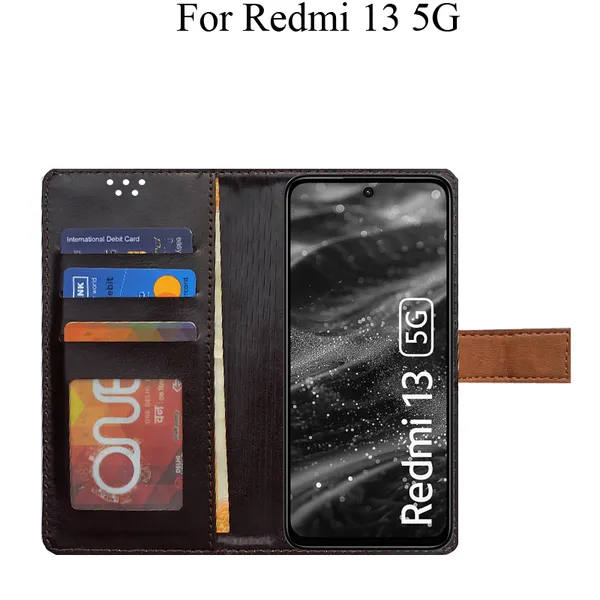 Brown_Premium_Flip_Cover_For_Redmi_13_5G