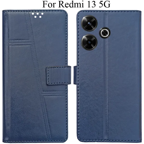 Blue_Premium_Flip_Cover_For_Redmi_13_5G