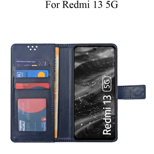 Blue_Premium_Flip_Cover_For_Redmi_13_5G