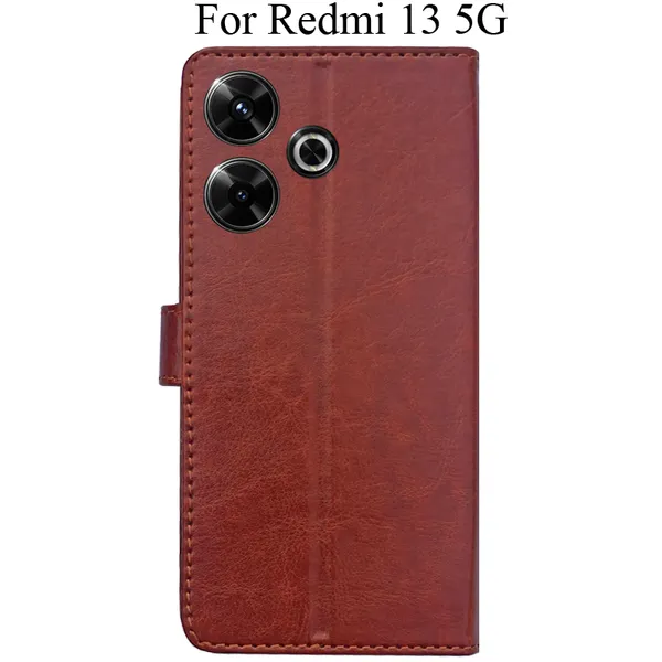 Brown_Premium_Flip_Cover_For_Redmi_13_5G