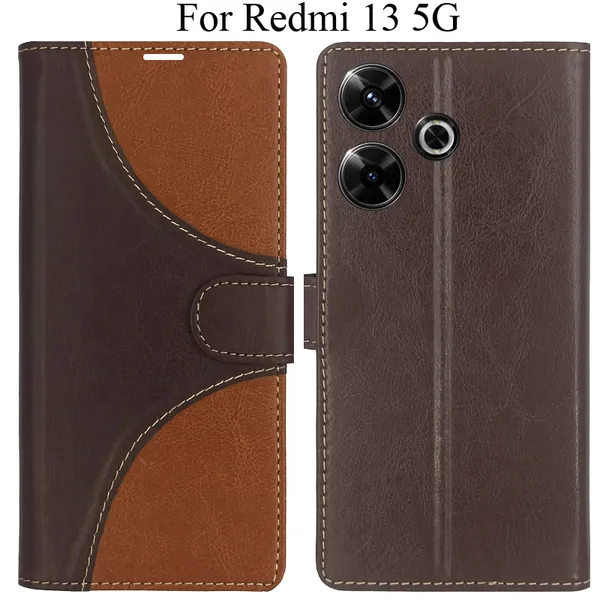 Brown_Premium_Flip_Cover_For_Redmi_13_5G