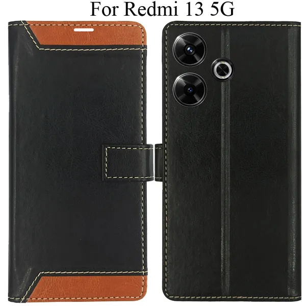 Brown_Premium_Flip_Cover_For_Redmi_13_5G