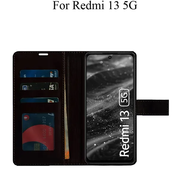 Brown_Premium_Flip_Cover_For_Redmi_13_5G