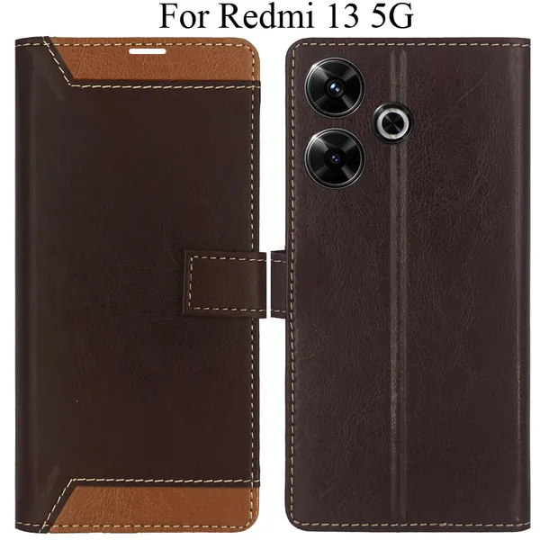 Brown_Premium_Flip_Cover_For_Redmi_13_5G