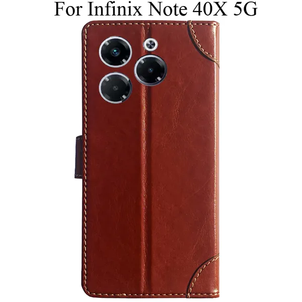 Brown_Premium_Flip_Cover_For_Infinix_Note_40X_5G