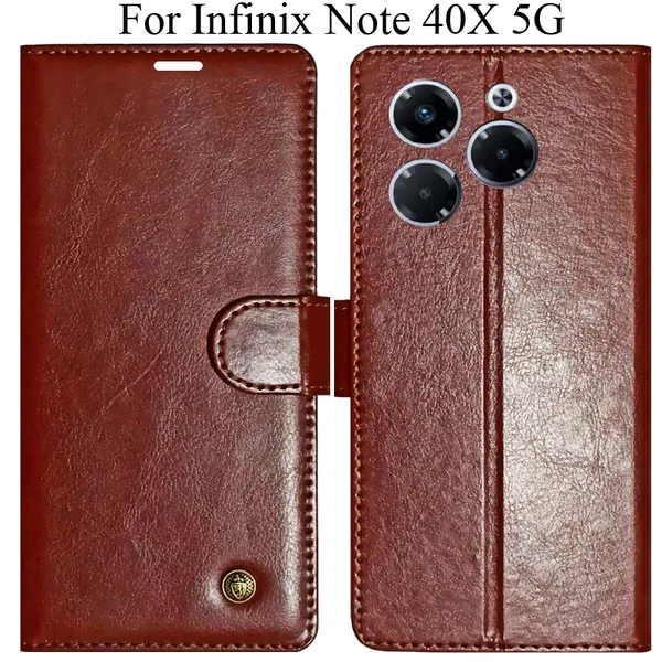 Brown_Premium_Flip_Cover_For_Infinix_Note_40X_5G