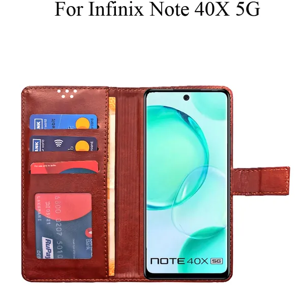 Brown_Premium_Flip_Cover_For_Infinix_Note_40X_5G