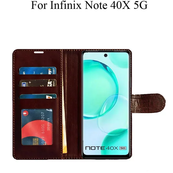 Brown_Premium_Flip_Cover_For_Infinix_Note_40X_5G