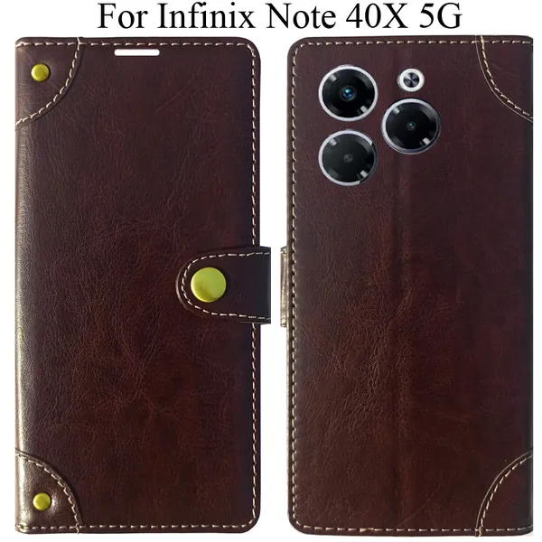 Beige_Premium_Flip_Cover_For_Infinix_Note_40X_5G