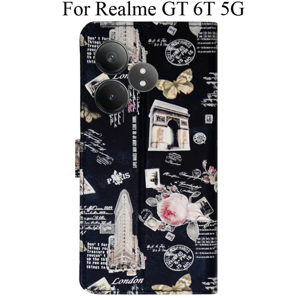Black_Premium_Flip_Cover_For_Realme_Gt_6T_5G
