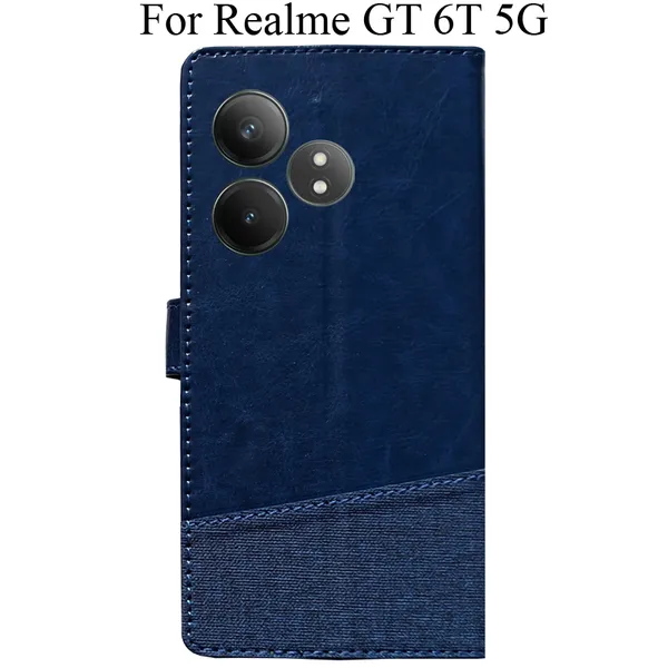 Blue_Premium_Flip_Cover_For_Realme_Gt_6T_5G