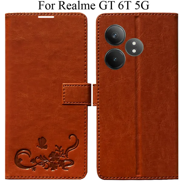 Orange_Premium_Flip_Cover_For_Realme_Gt_6T_5G