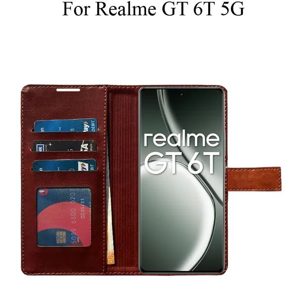 Orange_Premium_Flip_Cover_For_Realme_Gt_6T_5G