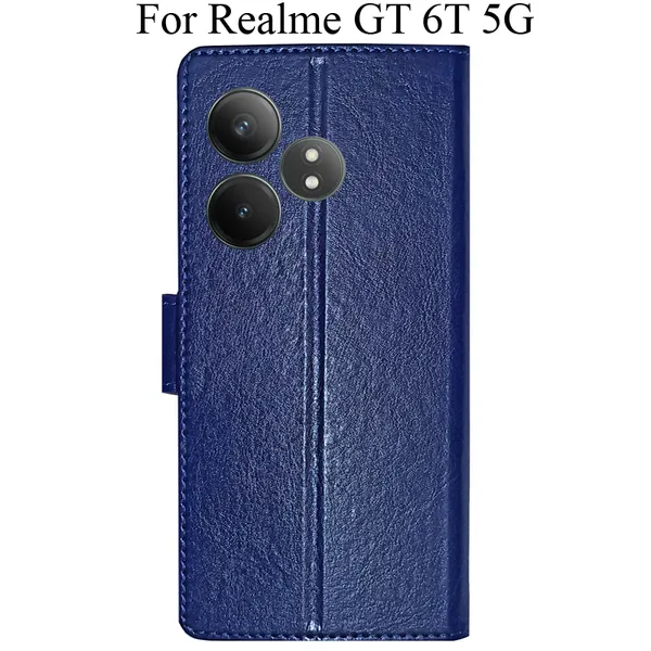 Blue_Premium_Flip_Cover_For_Realme_Gt_6T_5G