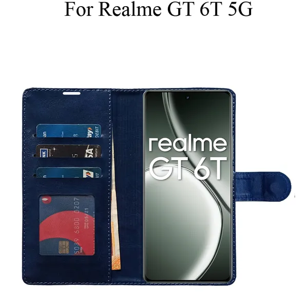 Blue_Premium_Flip_Cover_For_Realme_Gt_6T_5G