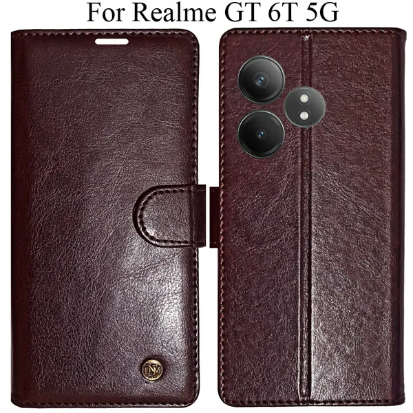 Beige_Premium_Flip_Cover_For_Realme_Gt_6T_5G