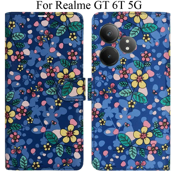 Blue_Premium_Flip_Cover_For_Realme_Gt_6T_5G