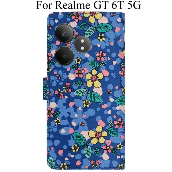 Blue_Premium_Flip_Cover_For_Realme_Gt_6T_5G