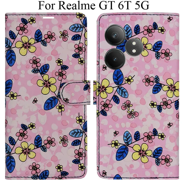 Pink_Premium_Flip_Cover_For_Realme_Gt_6T_5G