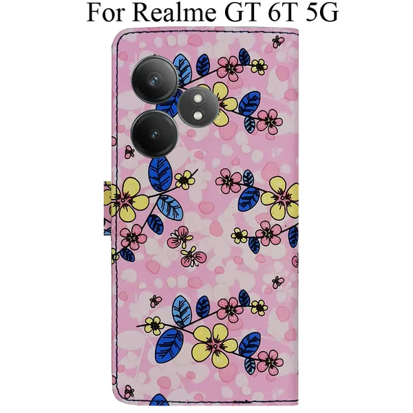 Pink_Premium_Flip_Cover_For_Realme_Gt_6T_5G