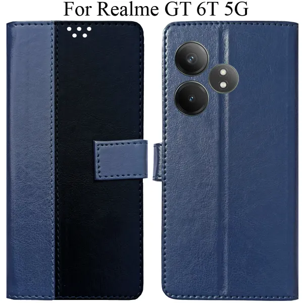 Black_Premium_Flip_Cover_For_Realme_Gt_6T_5G