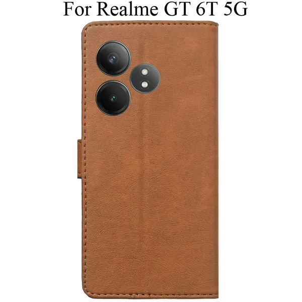Brown_Premium_Flip_Cover_For_Realme_Gt_6T_5G