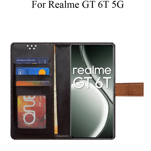 Brown_Premium_Flip_Cover_For_Realme_Gt_6T_5G