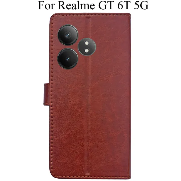Brown_Premium_Flip_Cover_For_Realme_Gt_6T_5G