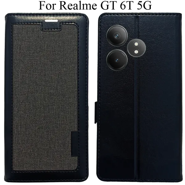 Black_Premium_Flip_Cover_For_Realme_Gt_6T_5G