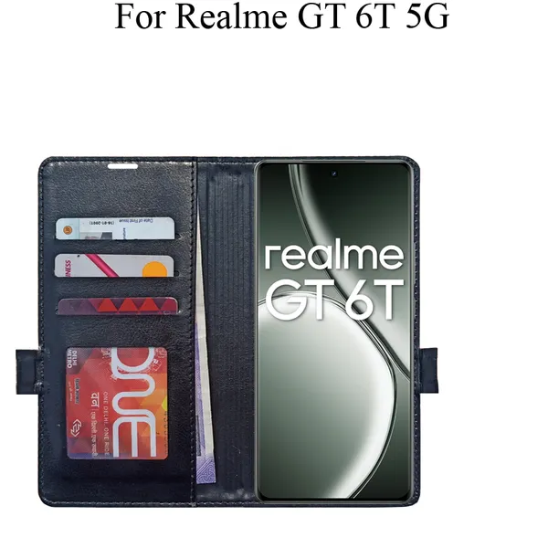 Black_Premium_Flip_Cover_For_Realme_Gt_6T_5G