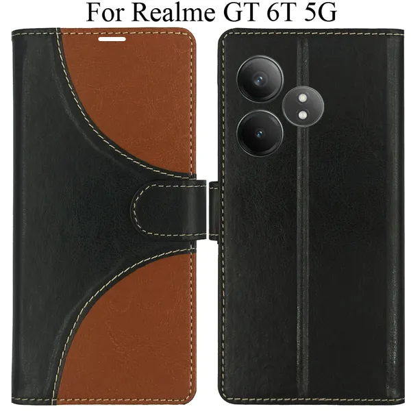 Black_Premium_Flip_Cover_For_Realme_Gt_6T_5G