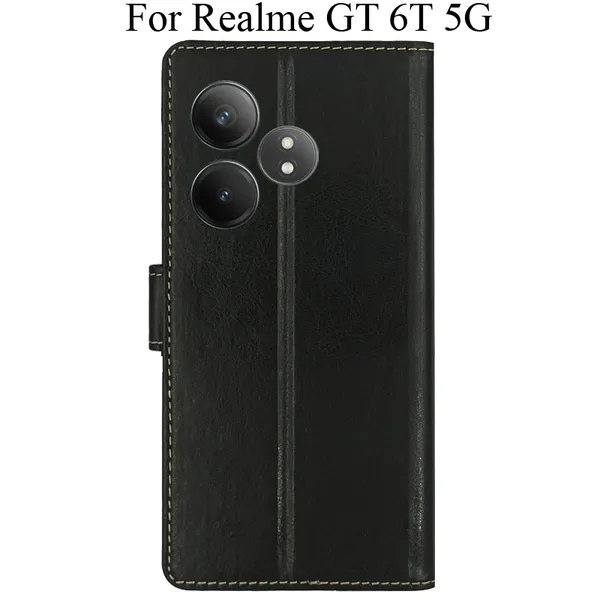 Black_Premium_Flip_Cover_For_Realme_Gt_6T_5G
