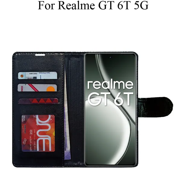 Black_Premium_Flip_Cover_For_Realme_Gt_6T_5G