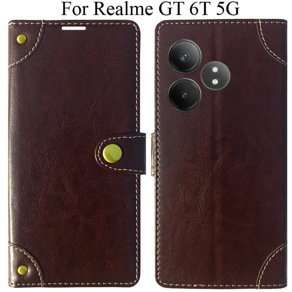 Beige_Premium_Flip_Cover_For_Realme_Gt_6T_5G